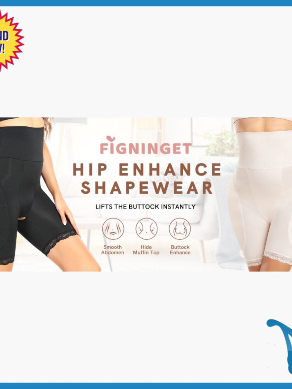 High Waist Shapewear with Removable Hip Pads, Tummy Control, Open Crotch Design - Picture 7 of 7